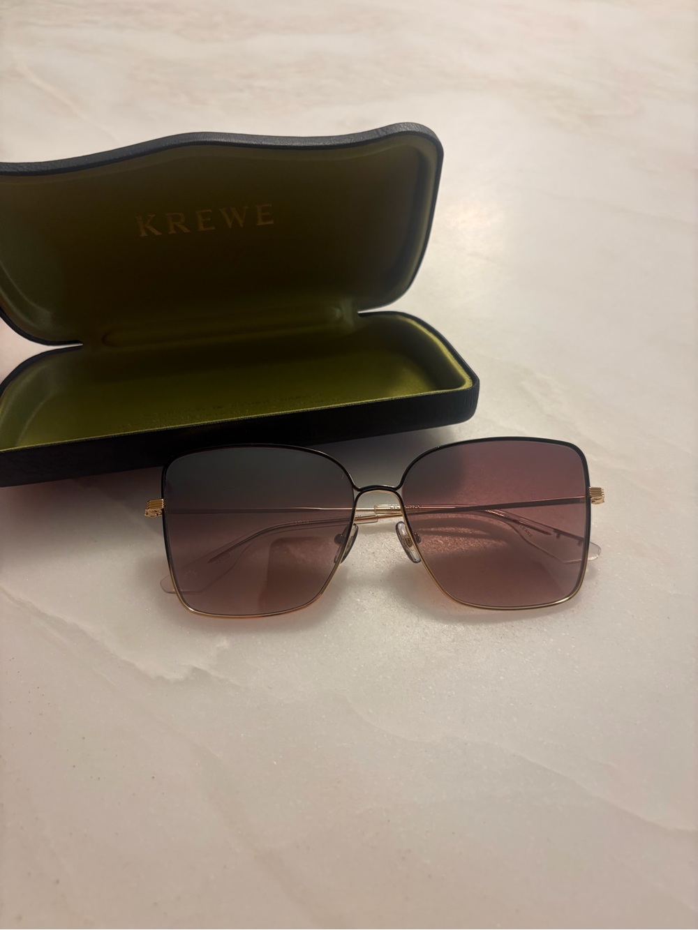 KREWE Gold Frame Sunglasses with Brown Gradient Lenses